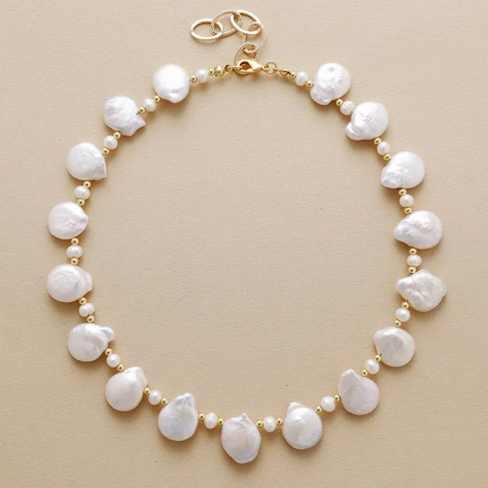 Freshwater Pearl Necklace – 15–18mm Baroque Pearls, 15"+2" Adjustable